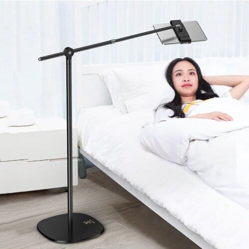Long Arm Adjustable Aggravate Floor Tablet phone Stand Holder 5-12.9 Inch tablet phone mount stand for iPhone 11 IPad Pro 12.9