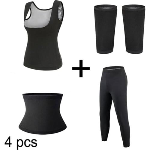Neoprene (Vest+Belt+Pant) 2-4Pcs Body Shaper Women Waist Trainer Slimming Pants Vest Super Stretch Lose Weight Control Pant