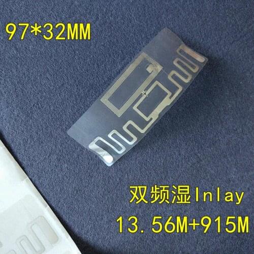 NFC+6C HF+UHF dual frequency stickers EM4423 chip RFID long range tags 97*32mm 10pcs/Lot