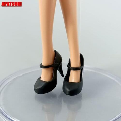 1Pair Black High Heels Doll Sandals Shoes for Blythe Doll Plastic High-Heeled Shoes for Barbie Doll Accessories Toy for Children
