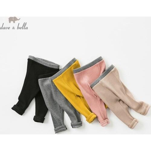 DB9634 dave bella autumn baby girls pants children full length kids pants leggings infant toddler trousers