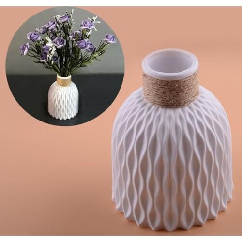 5x12x14.7cm White Origami Plastic Vase Simple Nordic Style Imitation Ceramic Flower Pot Basket
