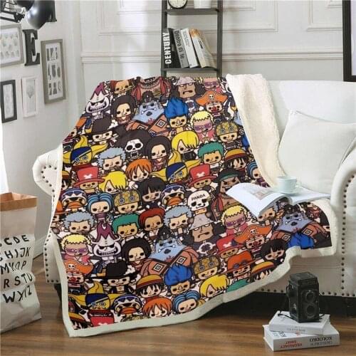 Anime One piece 3D Printing Plush Fleece Blanket Adult Fashion Quilts Home Office Washable Duvet Casual Kids Sherpa Blanket 006