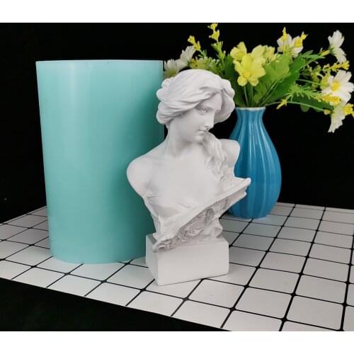 PRZY Soap Woman Mold Silicone Portrait of Woman with Piano Candle Moulds Large Size Plaster Statue Molds Clay Resin Moulds