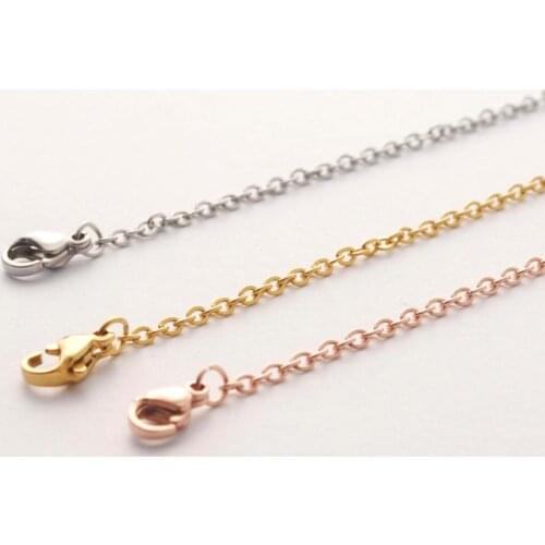 5pcs/lot 45/50cm Length Gold/Rose gold 316L Stainless Steel Chain O-chain DIY chain Lobster Clasps Simple Chains Necklace