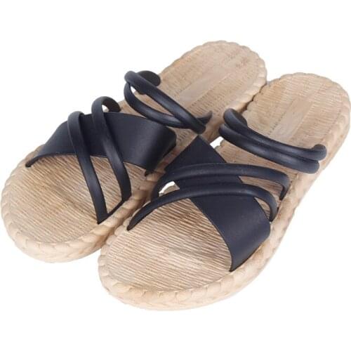 Summer Sandals Slippers Female Retro Roman Slipper Indoor Outdoor Soft Bottom Thin Belt Sandals Shoes Flat Toe Ladies Slippers