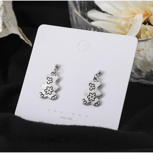 Anime Bear Earrings Stud Wholesale Cute Jewelry For Women Vintage Punk Party Gifts 2021 Trendy Cartoon Flower Accessories