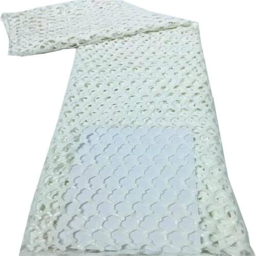 SJ Lace Milk Lace New Arrivals Guipure Cord Lace High Quality African Lace Fabric Sequins Water Soluble Laces For Sewing xc3-56