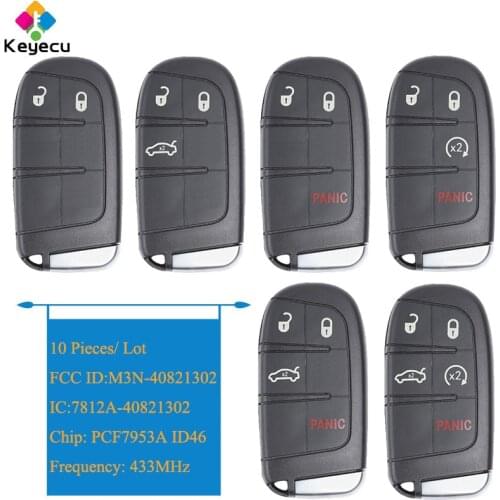 KEYECU 10 Pieces Smart Remote Control Key - 2 3 4 5 Buttons 433MHz Frequency ID46 Chip - FOB for Chrysler for Dodge M3N-40821302