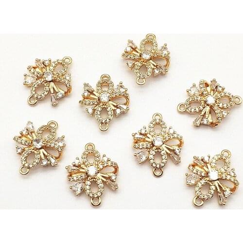 New Arrival!20x16mm 50pcs Cubic Zirconia Copper Connectors For Handmade Necklace Earring DIY Parts Jewelry Findings & Components