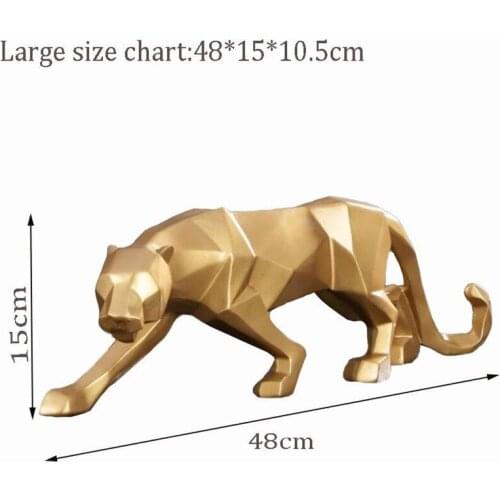 MODERN ABSTRACT GOLDEN LEOPARD SCULPTURE GEOMETRIC RESIN LEOPARD STATUE WILD ANIMAL DECORATION GIFT CRAFTS HOME ACCESSORIES