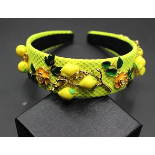 Rhinestone Luxury yellow Charm Vintage Baroque Crown Crystal Headband Wedding Hair Fashion luxury wild retro dance headband 315