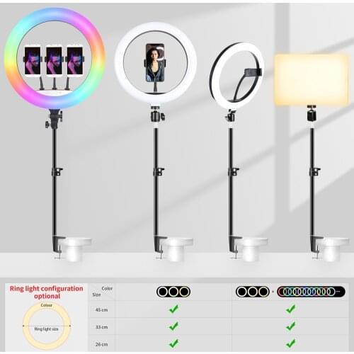 13 18inch LED Selfie Ring Light Video Light Panel With Monopod Mount Bracket Photography Light Ringlight For Photo Studio Lamp