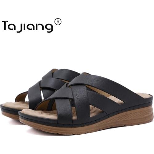 Ta Jiang New comfortable leisure wind sandals cross massage slope heel fashionable womens sandals beach shoes T1138-2