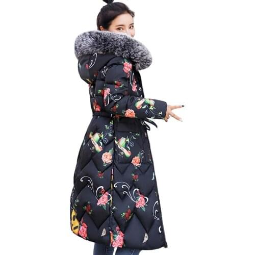High Quality Women Winter jacket Double Two Sides Printing Ladies Coat Cotton Padded Warm Slim Female Parka