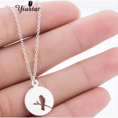 Yiustar Trendy Cute Small Branch Bid Pendant Necklace Chain Sweet Animal Choker for Women Collar Collier Female Jewelry Keepsake
