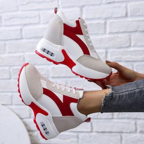 Women Platform Vulcanized Shoes Ladies Lace Up Casual Light Suede Shoes Woman Fashion Sneakers Female Ankle Heel Footwear