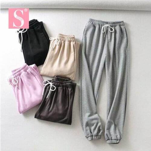 STVY New Arrival 2020 Spring Autumn Women Casual Loose Sweatpants Fashion Good Quality Ladies High Waist Wide Leg Pants
