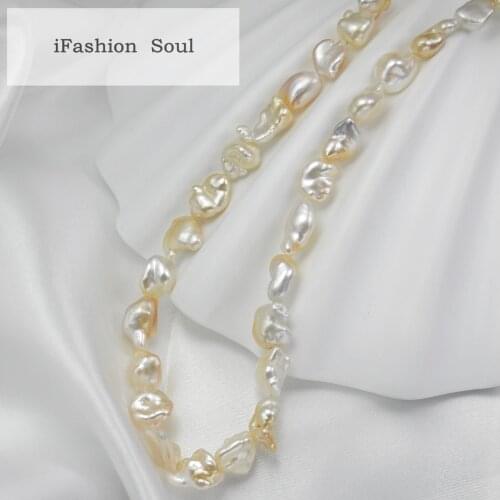 18K Solid Yellow Gold Jewelry(AU750) Women Irregular Natural South Sea Kishi Pearl Necklace Party Customize Fashion Lady
