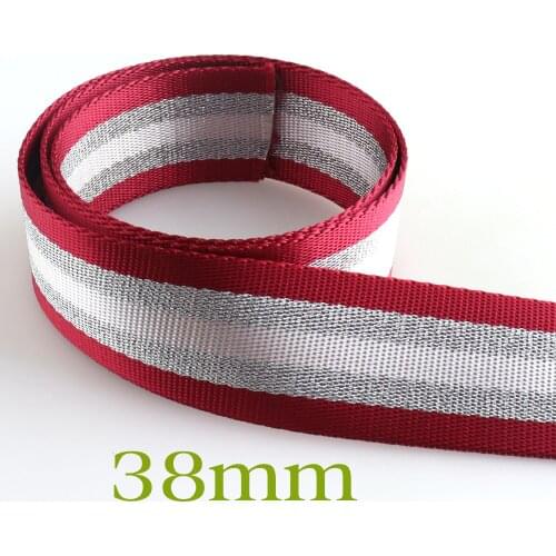 1 1/2 INCH 3 YARDS RED Striped Webbing Nylon Webbing Belt Keychain Polyester Ribbon Key Fob lanyard Webbing-38mm