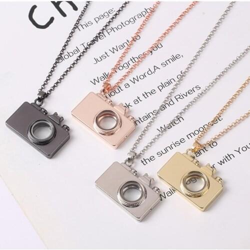 1pc Good Quality Camera Glass Locket Magnetic Open Pendant Necklace
