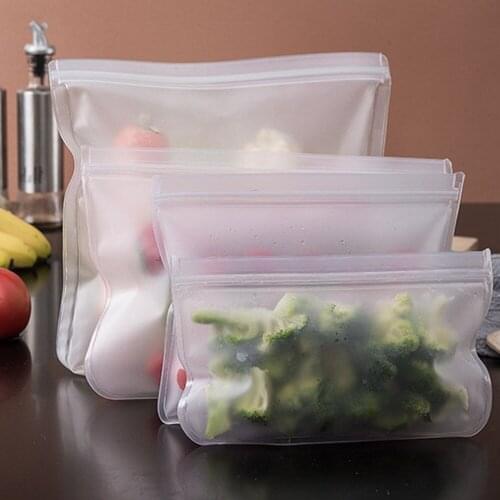 10PCS /5PCS Silicone Food Storage Bag Leakproof Reusable Zipper Container High-quality Translucent Thickened Food Storage Bags