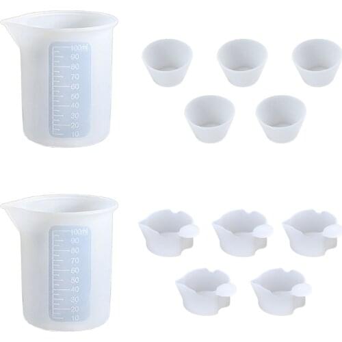 12 Pcs/Set Nonstick Silicone Measuring Cup Card Slot Cup Mixing Dispensing Cup DIY UV Epoxy Resin Tools