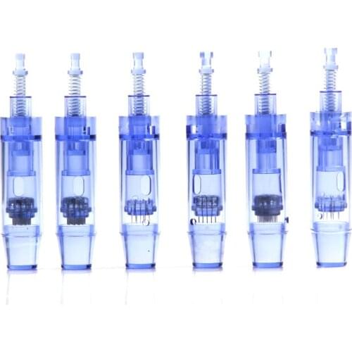 50pcs/lot Blue Derma Pen Ultima A1 Nano Round Needle Cartridges Skin Renew Microneedle Derma Pen Replacement Tattoo Tips