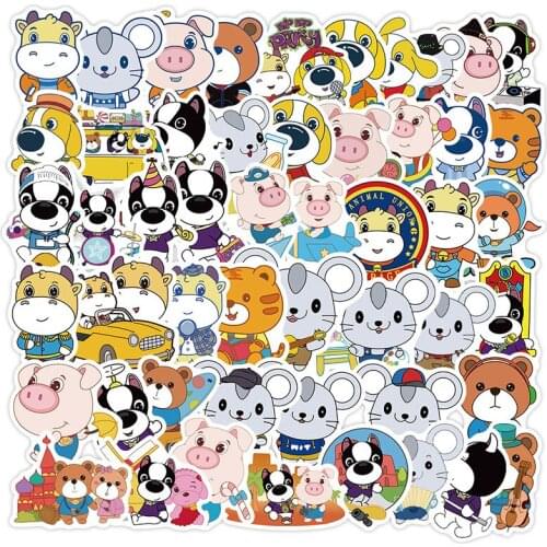57PCS Mix Styles Cute Animal Sticker Funny Suitcase Skateboard Water Bottle Sticker For Laptop Car Luggage Bike Graffiti Decals