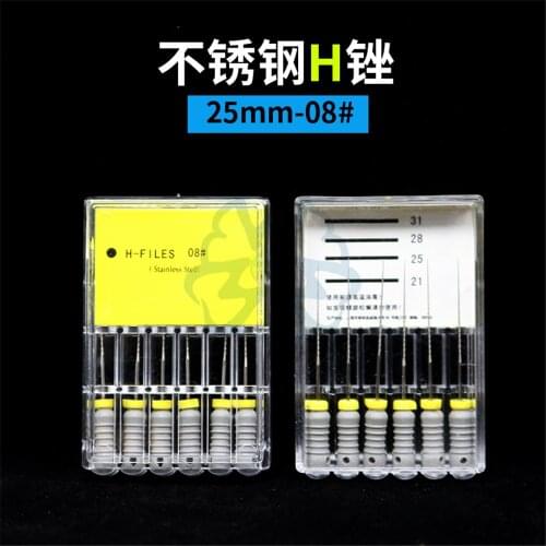 6Pcs/Pack Onone Dental Hand Use H-Files 25mm Stainless Steel Endodontic Root Canal Files Dentist Tools Dental Lab Instruments