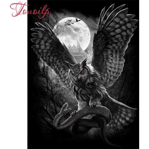 Full Square&round Drill 5D DIY Diamond Painting"Abstract Moon owl"5D diamond Embroidery Cross Stitch diamond Mosaic canvas Decor