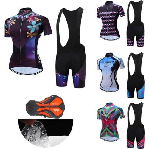 Free Shipping Women Road Bike Clothing BIB Kit 2021 Summer Cycling Jersey Set MTB Shorts Dress Female Bicycle Clothes Suit Shirt