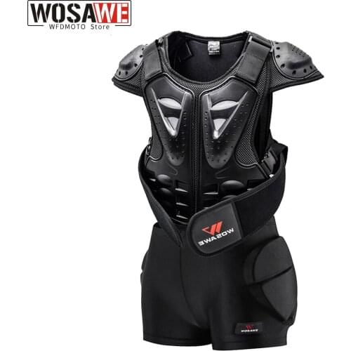 WOSAWE Child Motorcycle Jacket Hip Pad Shorts Body Armor Set Kids Motocross Scooter mtb Bicycle Safety Protection Gear Anti-drop