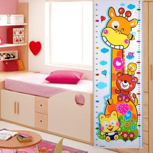 Home Decor Baby Children Height Sticker Cartoon Animal Growth Height Chart Wall Sticker