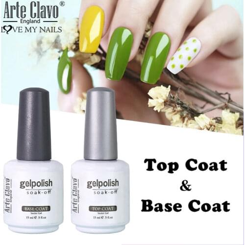 Arte Clavo No Wipe Top Coat Base Coat Primer Soak Off UV LED Primer Gel Polish Long Lasting Gel Lacquer Nail Art Hybrid Varnish