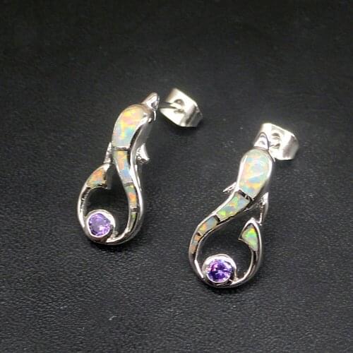 Hermosa Attractive White Opal Amethyst Genuine 925 Silver Stud Earrings Hot Sale Jewelry Gifts for Women Girls 20214308