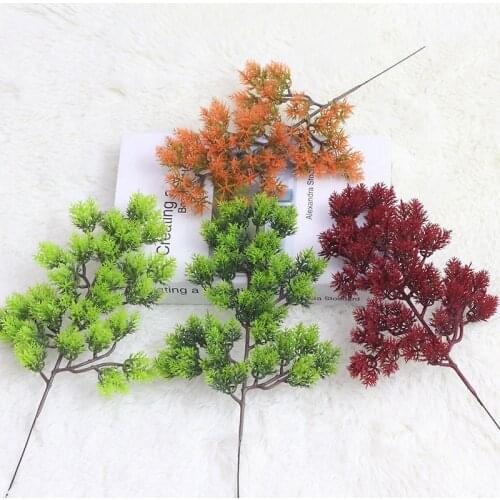 33cm 29 Forked Thuja Pine Needles Artificial Simulation Plant Bunch Home Wedding Deco Flower Arrangement Photography Props Green