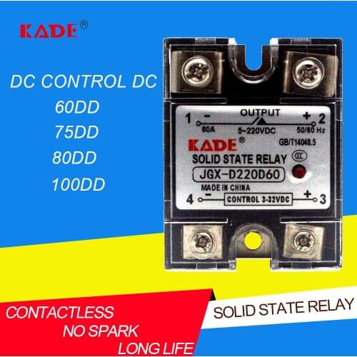 Jgx-60 DD / 75DD / 80DD/100DD DC controlled DC SSR single phase solid state relay with plastic dust cover