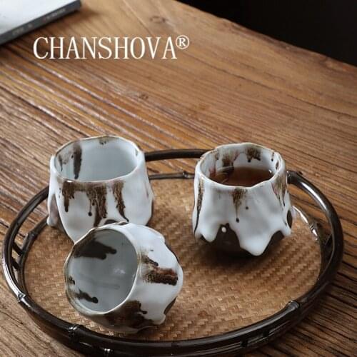 CHANSHOVA 100ml Chinese retro Kiln change Crackle Pure handmade Personality ceramic tea cup Coffee cup Chinese Porcelain H507