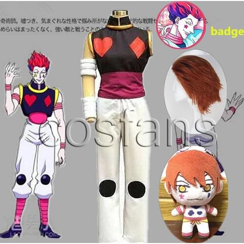Anime Hunter X Hunter Hisoka Cosplay Costume Halloween Chrismas Carvinal Party Costumes For Women Men Wigs and badge doll