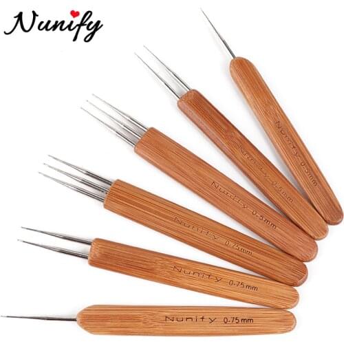 Nunify Bamboo Dreadlock Crochet Hook Dreads Tool (1 Hook, 2 Hooks, 3 Hooks) Wooden Handle Crochet Needles For Hair Extension
