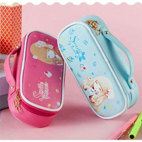 Cute Pencil Case Creative Custom Large Capacity Pencil Case Pupil Girl Stationery Cartoon Color Pencil CaseCute Pencil Case Crea