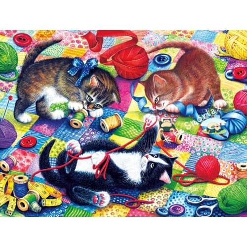 14/16/18/27/28 Embroidery Counted Cross Stitch Kits Needlework - Crafts DMC DIY Arts Handmade Decor - CAT family 4