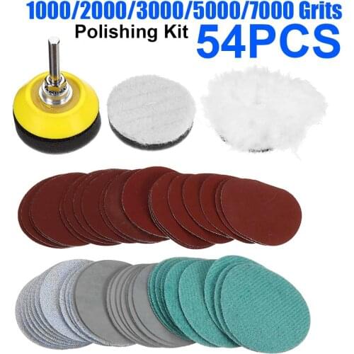 55pcs Wet Dry Sandpaper Assortment 1000 to 7000 Grit Sanding Disc 2inch 50mm Sand paper With Hook and Loop Sanding pad for Wood