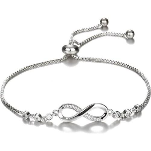 New Creative Adjustable CZ Zircon Crystal Charm Bracelet Micro-inlaid Water Rhinestone 8-character Bracelet