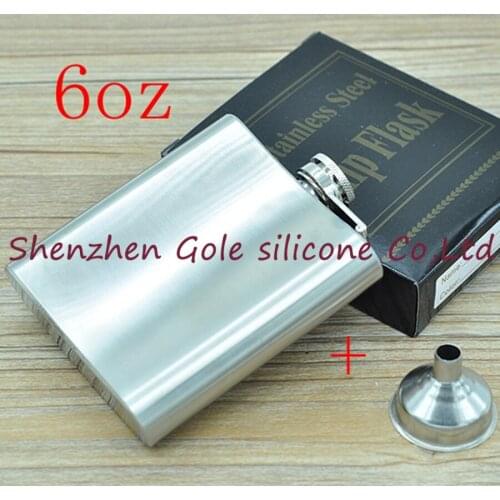 Wholesale 200pcs/lot Mini Portable 6oz Stainless Steel Hip Flask Liquor Whisky Alcohol Cap + Funnel Drinkware Hot Sale Gift