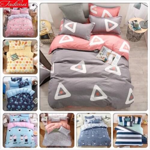 Wholesale Kids pattern Cartoon Plaid Stripe stlye 4pcs 3pc Bedding sets Cotton bed sheet +duvet cover + pillow case bedclothes