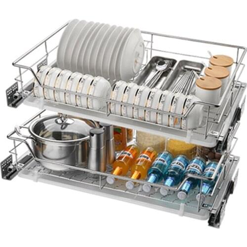 Organizador Almacenaje Armario Platos Mutfak Pantries Stainless Steel Organizer Cuisine Rack Kitchen Cabinet Storage Basket