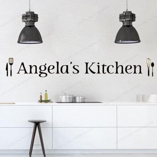 Personalized Kitchen wall Decal kitchen Custom Name Wall sticker vinyl removable art mural HJ909
