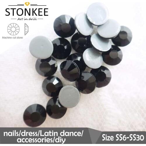 Flat Beads HotFix crystal and colors Rhinestone iron-on stone for fabric BLACK